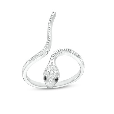 Sterling Silver 1/20 CT. T.W. Diamond Snake Wrap Ring