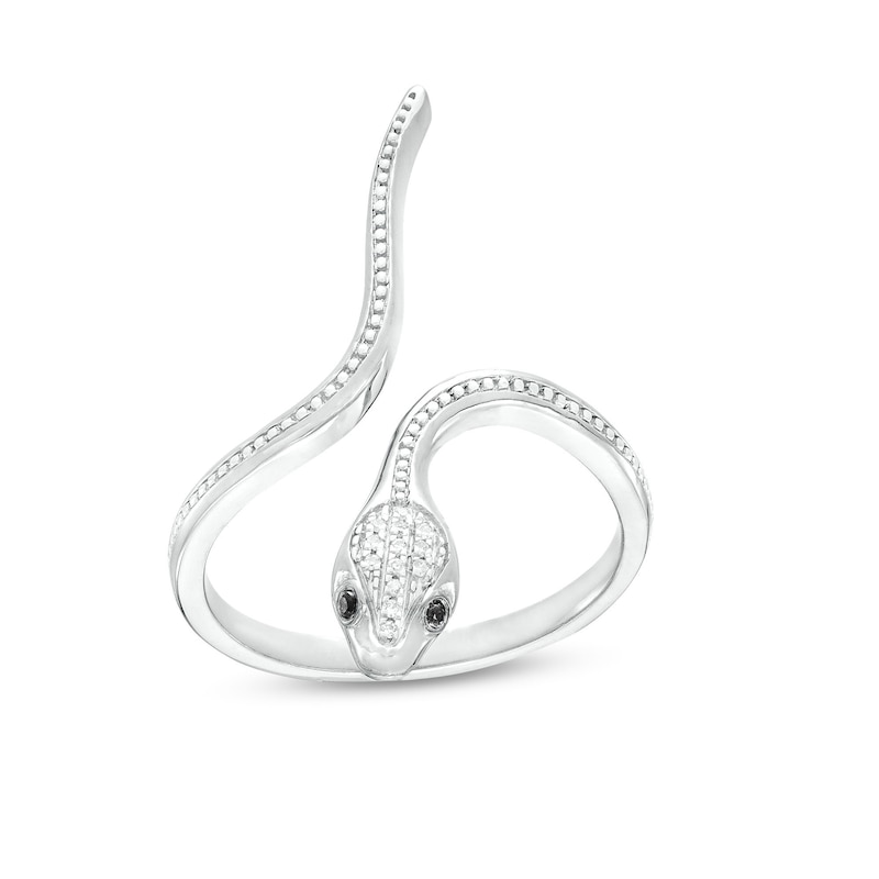 Sterling Silver 1/20 CT. T.W. Diamond Snake Wrap Ring