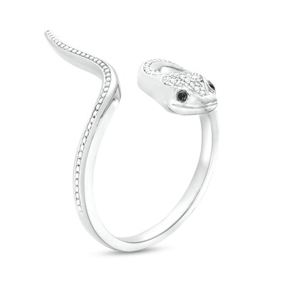 Sterling Silver 1/20 CT. T.W. Diamond Snake Wrap Ring