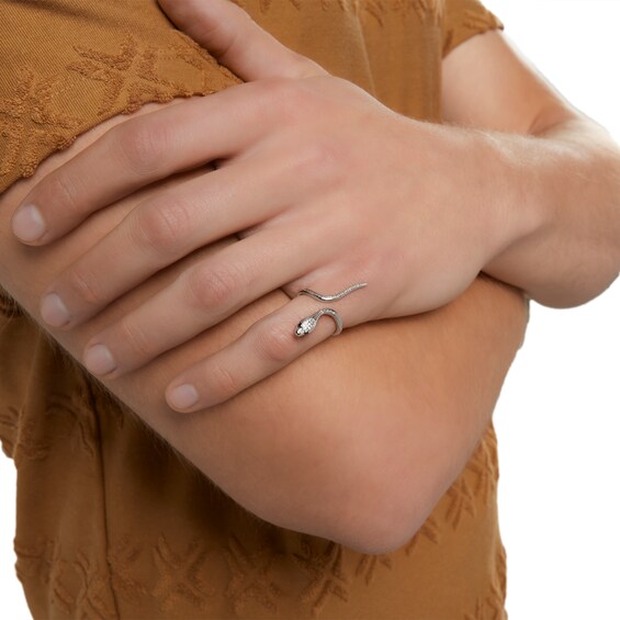 Sterling Silver 1/20 CT. T.W. Diamond Snake Wrap Ring