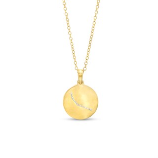 14K Gold Plated Diamond Accent Aries Zodiac Disc Pendant - 18"