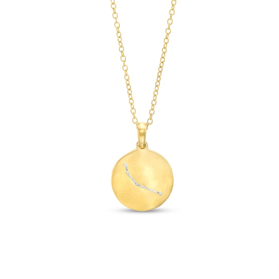 14K Gold Plated Diamond Accent Aries Zodiac Disc Pendant - 18"