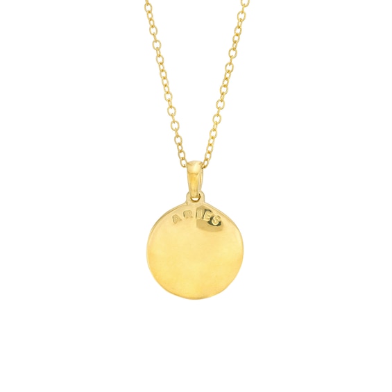 14K Gold Plated Diamond Accent Aries Zodiac Disc Pendant - 18"