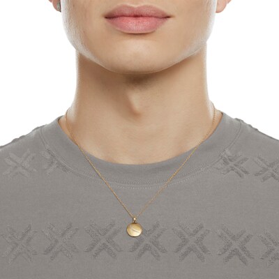 14K Gold Plated Diamond Accent Aries Zodiac Disc Pendant - 18"