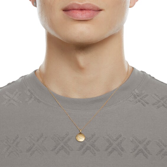 14K Gold Plated Diamond Accent Aries Zodiac Disc Pendant - 18"