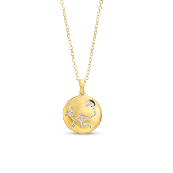 14K Gold Plated Diamond Accent Sagittarius Zodiac Disc Pendant - 18"