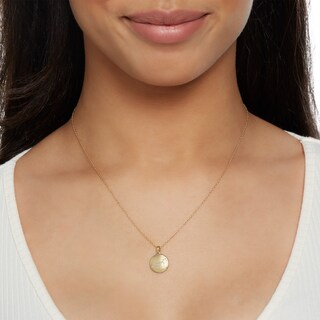 14K Gold Plated Diamond Accent Leo Zodiac Disc Pendant - 18"