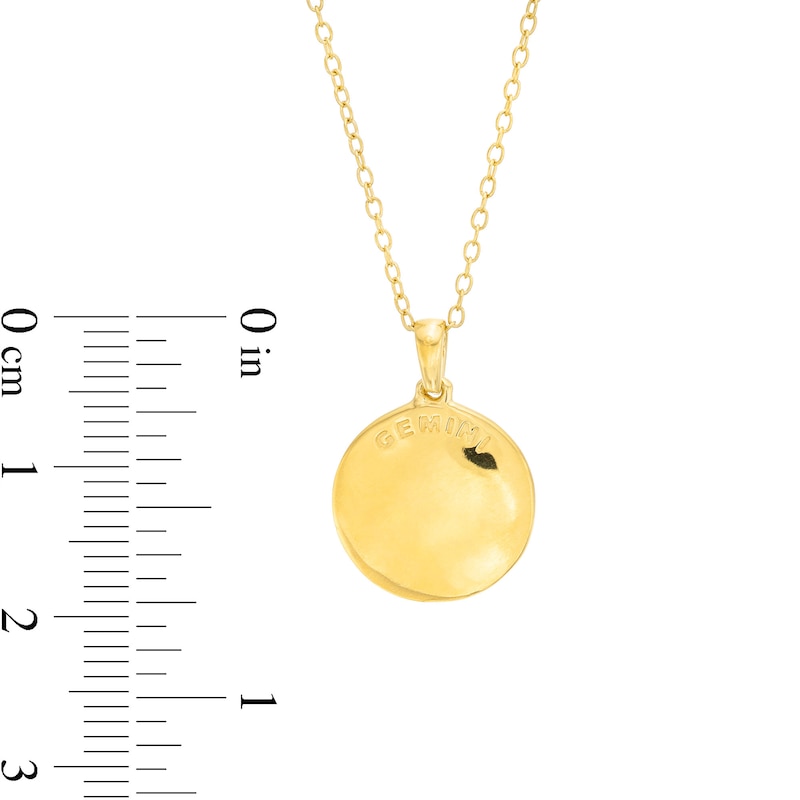 Diamond Accent Gemini Zodiac Disc Necklace in Sterling Silver with 14K Gold Plate - 18"