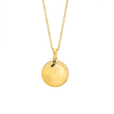 14K Gold Plated Diamond Accent Capricorn Zodiac Disc Pendant - 18"