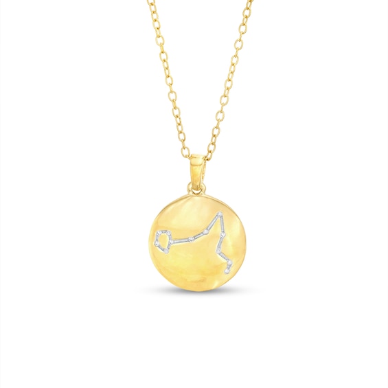 14K Gold Plated Diamond Accent Pisces Zodiac Disc Pendant - 18"