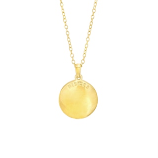 14K Gold Plated Diamond Accent Pisces Zodiac Disc Pendant - 18"