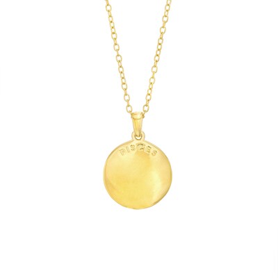 14K Gold Plated Diamond Accent Pisces Zodiac Disc Pendant - 18"