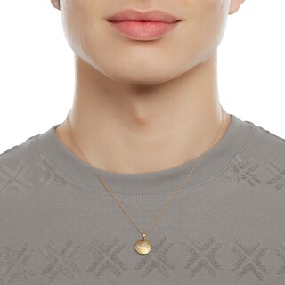 14K Gold Plated Diamond Accent Pisces Zodiac Disc Pendant - 18"