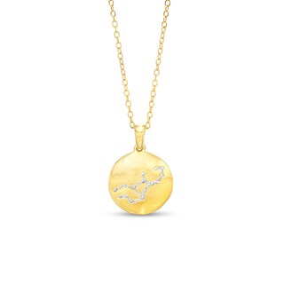 14K Gold Plated Diamond Accent Virgo Zodiac Disc Pendant - 18"