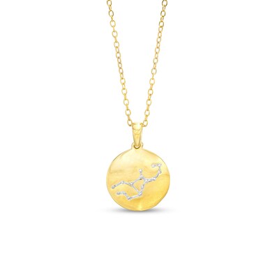 14K Gold Plated Diamond Accent Virgo Zodiac Disc Pendant - 18"