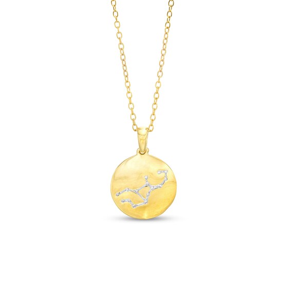 14K Gold Plated Diamond Accent Virgo Zodiac Disc Pendant - 18"