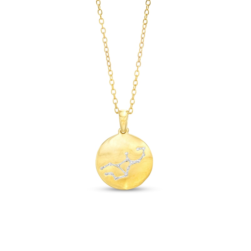 14K Gold Plated Diamond Accent Virgo Zodiac Disc Pendant - 18"