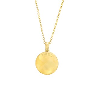 14K Gold Plated Diamond Accent Virgo Zodiac Disc Pendant - 18"