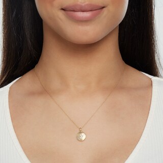 14K Gold Plated Diamond Accent Virgo Zodiac Disc Pendant - 18"
