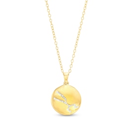 Diamond Accent Taurus Zodiac Disc Necklace in Sterling Silver with 14K Gold Plate - 18&quot;