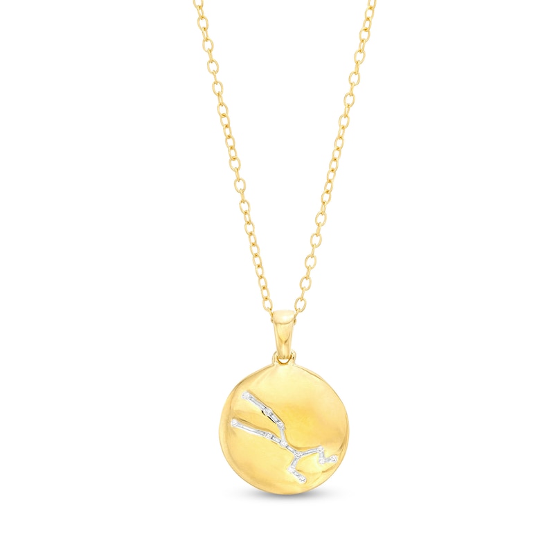 Diamond Accent Taurus Zodiac Disc Necklace in Sterling Silver with 14K Gold Plate - 18"