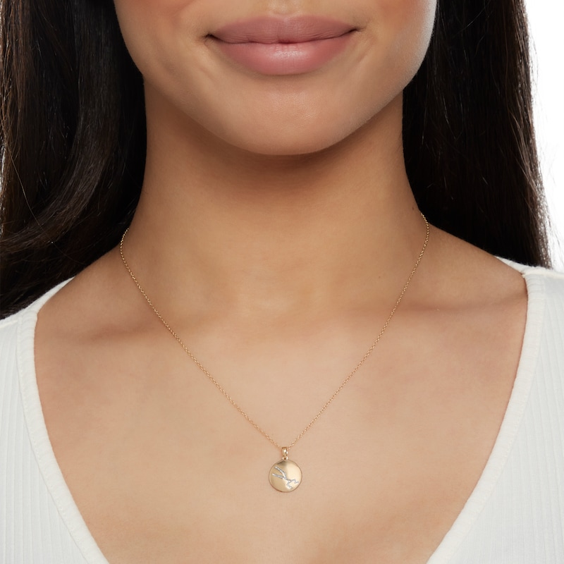 Diamond Accent Taurus Zodiac Disc Necklace in Sterling Silver with 14K Gold Plate - 18"