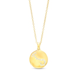 Diamond Accent Scorpio Zodiac Disc Necklace in Sterling Silver with 14K Gold Plate - 18&quot;