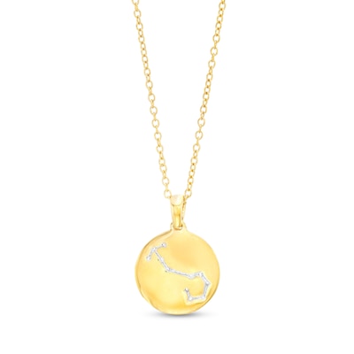 14K Gold Plated Diamond Accent Scorpio Zodiac Disc Pendant - 18"
