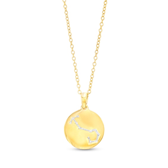 14K Gold Plated Diamond Accent Scorpio Zodiac Disc Pendant - 18"