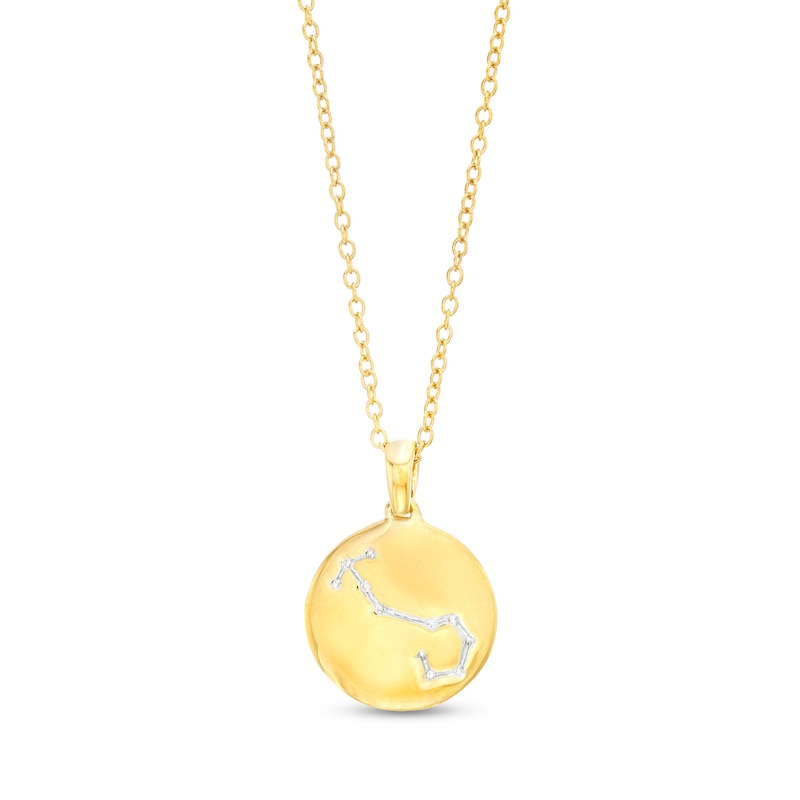 Diamond Accent Scorpio Zodiac Disc Necklace in Sterling Silver with 14K Gold Plate - 18"