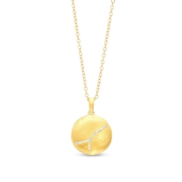 Diamond Accent Cancer Zodiac Disc Necklace in Sterling Silver with 14K Gold Plate - 18&quot;