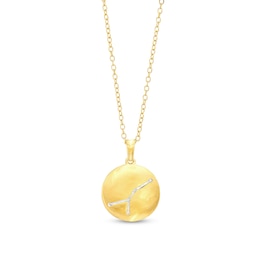 14K Gold Plated Diamond Accent Cancer Zodiac Disc Pendant - 18"