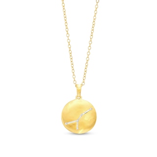 14K Gold Plated Diamond Accent Cancer Zodiac Disc Pendant - 18"