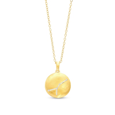 14K Gold Plated Diamond Accent Cancer Zodiac Disc Pendant - 18"