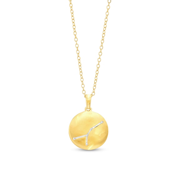 Diamond Accent Cancer Zodiac Disc Necklace in Sterling Silver with 14K Gold Plate - 18"