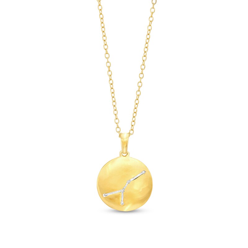 14K Gold Plated Diamond Accent Cancer Zodiac Disc Pendant - 18"