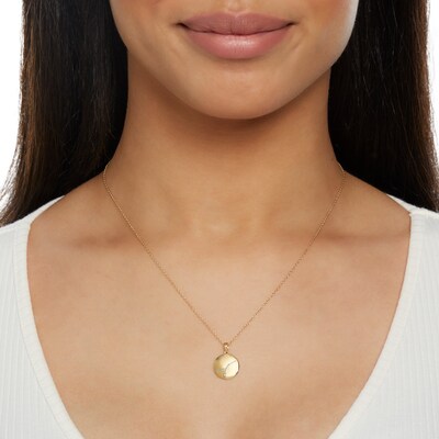 14K Gold Plated Diamond Accent Cancer Zodiac Disc Pendant - 18"