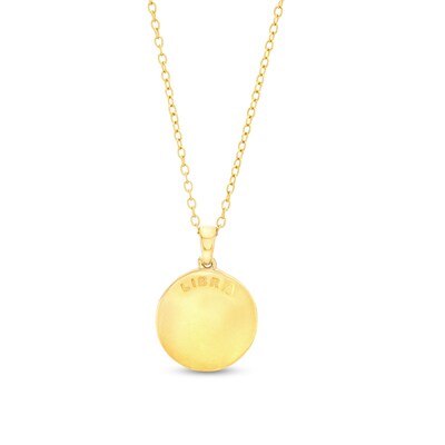 14K Gold Plated Diamond Accent Libra Zodiac Disc Pendant - 18"