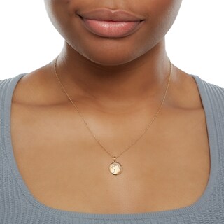 14K Gold Plated Diamond Accent Libra Zodiac Disc Pendant - 18"