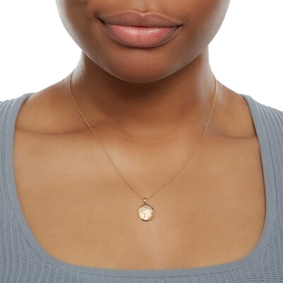 14K Gold Plated Diamond Accent Libra Zodiac Disc Pendant - 18"