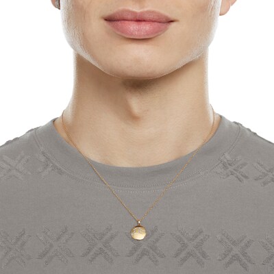 14K Gold Plated Diamond Accent Aquarius Zodiac Disc Pendant - 18"