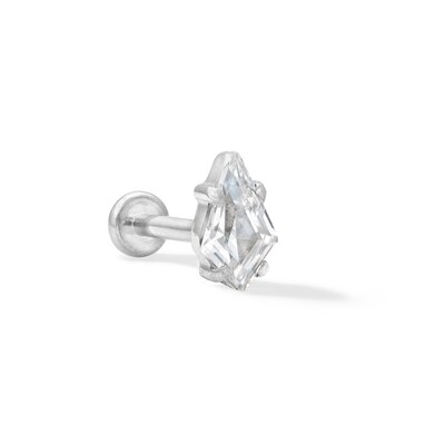 Solid Titanium CZ Kite Shaped Stud - 18G 5/16"