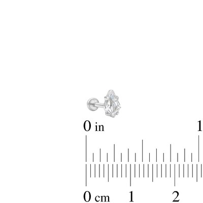 Solid Titanium CZ Kite Shaped Stud - 18G 5/16"