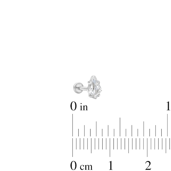 Solid Titanium CZ Kite Shaped Stud - 18G 5/16"