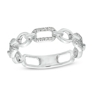 Sterling Silver 1/20 CT. T.W. Diamond Multi Link Ring