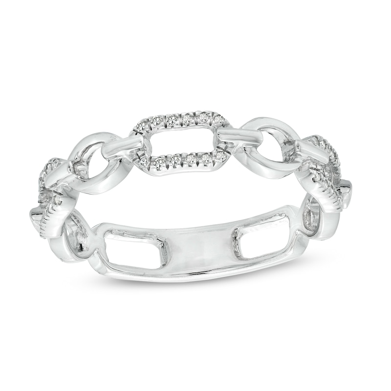 Sterling Silver 1/20 CT. T.W. Diamond Multi Link Ring