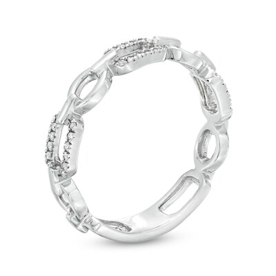 Sterling Silver 1/20 CT. T.W. Diamond Multi Link Ring