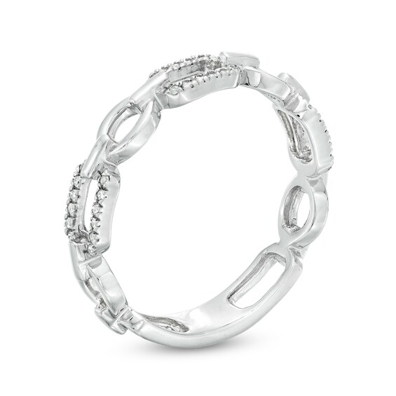 Sterling Silver 1/20 CT. T.W. Diamond Multi Link Ring