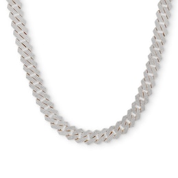 1 CT. T.W. Diamond Square Curb Link Chain Necklace in 10K Gold - 22&quot;