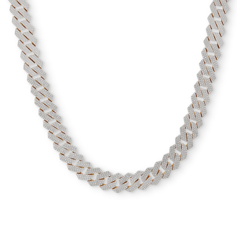 1 CT. T.W. Diamond Square Curb Link Chain Necklace in 10K Gold - 22"